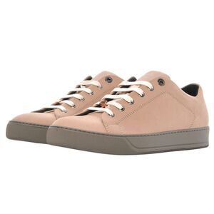 Lanvin Men's Low Top Nubuck‎ Contrast Sole Sneakers Pale Pink Size 10